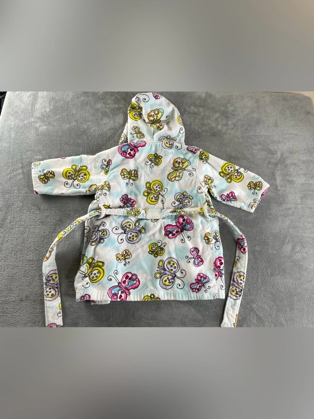 Girls Butterflies Robe Cover Up Bathrobe Kids Girls Size Medium 100% Cotton